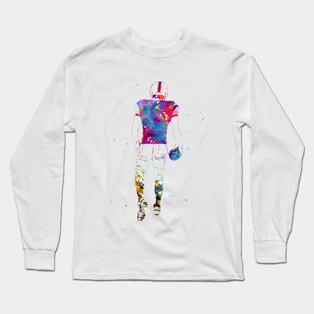 American Football Player Long Sleeve T-Shirt by erzebeth